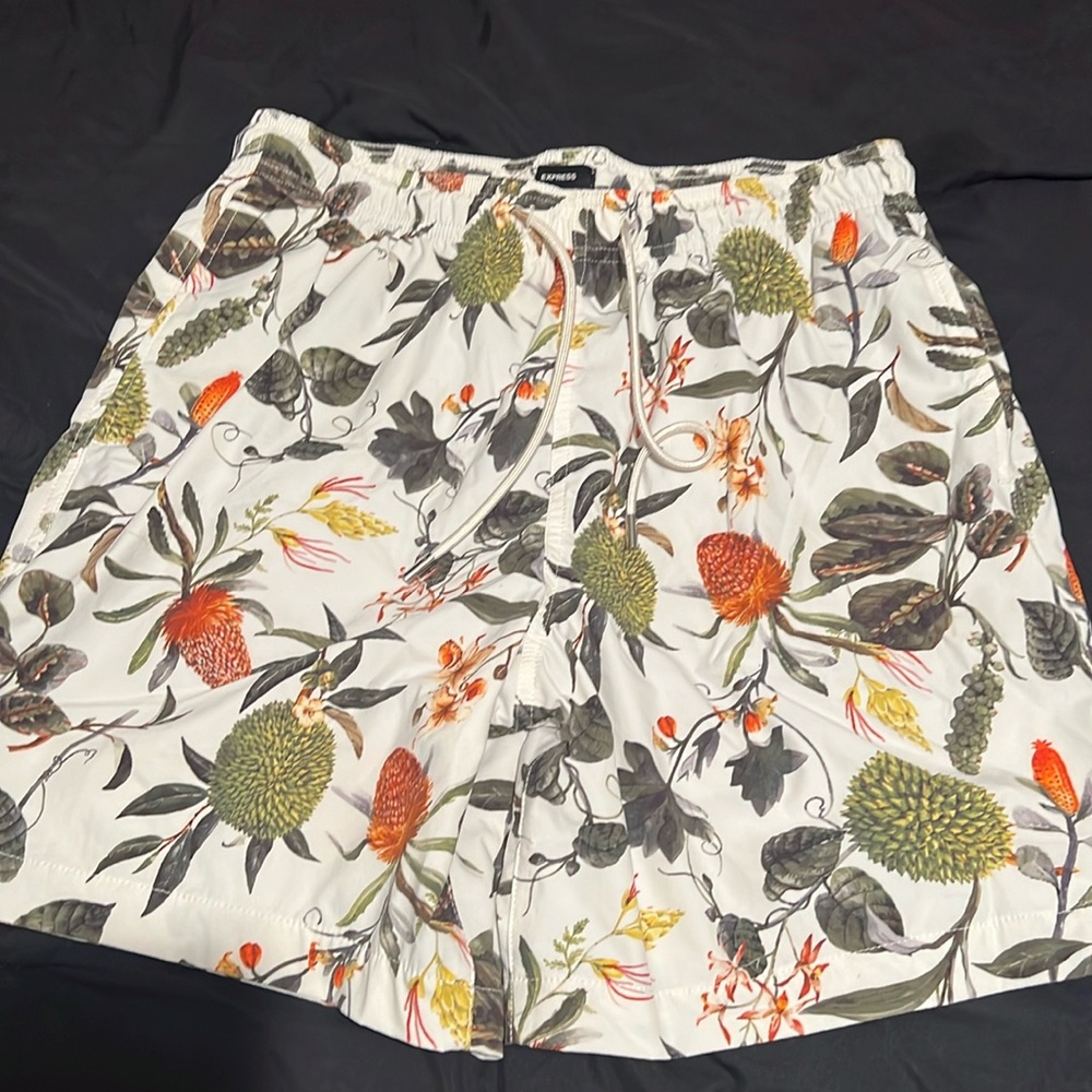 Express floral swim trunks